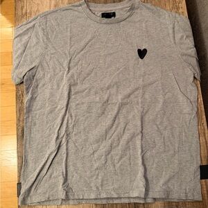 Forever 21 Gray T-Shirt with Black Heart Accent